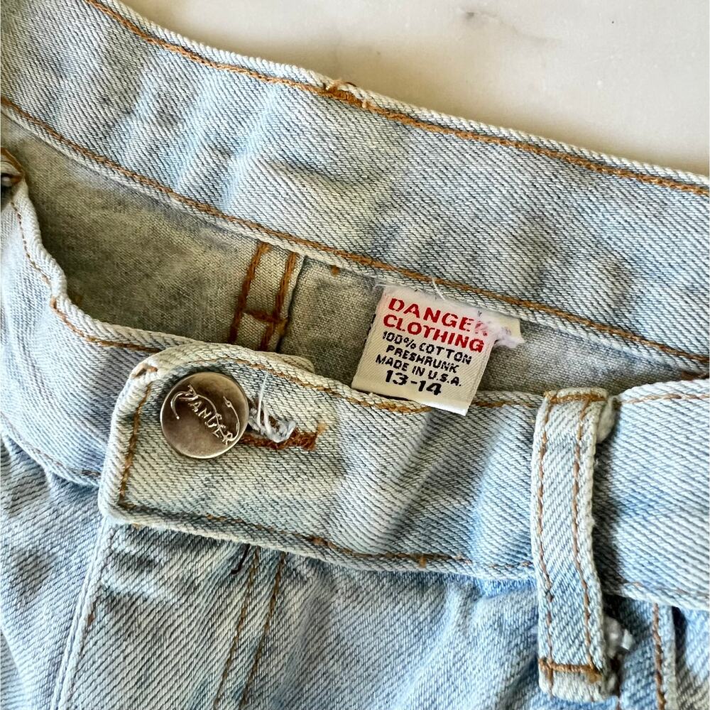 Vintage 90s Yellow Embroidered Heart Cut Out High Waisted Light Jeans 30 - 31" - Picture 3 of 12